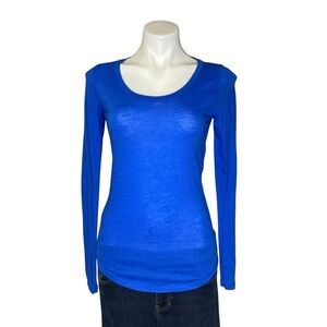 PINK VICTORIAS SECRET Open Back Long Sleeve Round Neckline Top Blue NWT XS